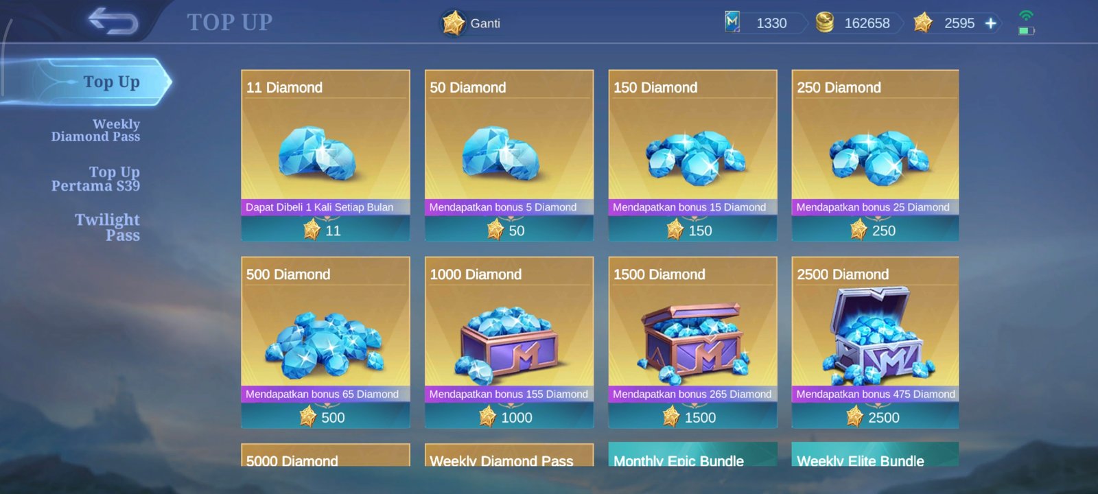 Cara Top UP Advance Server Mobile Legends